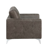 Brownish Gray Polished Microfiber Upholstery Elegant Modern Style Chair 1pc Solid Wood Living Room B011P204083