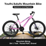 ZNTS S24103 24 inch Mountain Bike for Teenagers Girls Women, Shimano 21 Speeds with Dual Disc Brakes and W1856107363