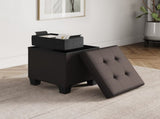Ottoman with Storage Bench, 15-inch Foot Stool Storage Ottoman, Leather, Brown 04476156