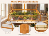 37" x 25 x 16 Wooden Cold Frame Greenhouse with Adjustable Polycarbonate Roof, Portable Mini Hot 69295096