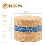 Handmade Woven Foot Stool Natural Water Hyacinth Ottoman for Home Decor & Seating Blue 25287887