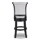 2pc Swivel Pub Stools Counter Height Chair Upholstered Seat Nailhead Trim Footrest Wooden Dining B011P262360