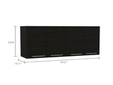 Stockton Rectangle Four Swing Doors Wall Cabinet Black Wengue B06280441