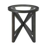 Modern simple coffee table, tempered coffee table solid wood base round transparent W1781127575