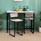 Gray Set of 2 Hand Weave Bars with Back Counter Height Bar Chairs Paper Rope Woven Dining W1757138690