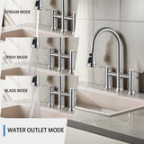 Kitchen Faucet with Pull Down Sprayer 3 Modes Stainless SteelPull Out Brushed Nickel Faucet for Bar W1217P298922