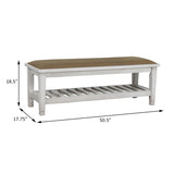 Antique White Bench B062P153591