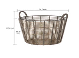 Extra Large Round Poly Rattan Decorative Storage Basket with Handles, 18.7 in x 16 in 66249194