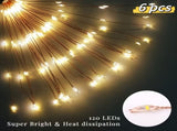 Warm colored outdoor solar fireworks lights with 140 LED street lights, solar powered starburst 38238757
