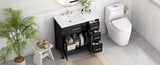 36" Bathroom Vanity with Sink Top, Bathroom Vanity Cabinet with Two Doors and Three Drawers, Solid N725P198316B
