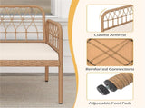 2-Person Outdoor PE Rattan Loveseat with Tempered Glass Coffee Table, 800 LBS Seat Capacity for 29916587
