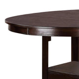 ZNTS Dining Table Round Counter height Dining Table w Shelve 1pc Table Only Solid wood Dark Rosy Brown B01182192