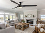 56" Modern Farmhouse Reversible Quiet Motor Ceiling Fan Light with Dark Gray ABS Blades W1367P418170