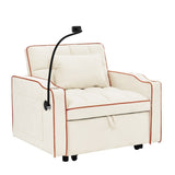 Convertible Sleeper Chair Sofa Adjustable Pull Out Sleeper Chair Multi-Pockets Folding Sofa W2353P206616