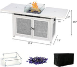 2 In 1 Fire Pit Table 50,000 BTU Stone Gas Fire Stove Pit for Outdoor Patio 89340760