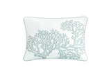 4 Piece Cotton Reversible Embroidered Quilt Set with Throw Pillow Aqua Full/Queen B03595790