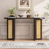 TREXM Farmhouse Rattan Console Entryway, Narrow Console with Storage, Hallway N715P245743P