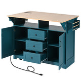K&K 55.7'' Large Kitchen Island with 2 Drop Leaf,, Rolling Kitchen Cart on 5 Wheels with Power N707P186617E