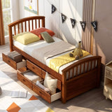 ZNTS . Twin Size Platform Storage Bed Solid Wood Bed with 6 Drawers 13384169