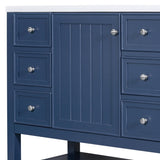 ZNTS 36" Bathroom Vanity with Sink Combo, One Cabinet and Three Drawers, Solid Wood and MDF Board, Blue 36929776