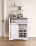 Farmhouse Storage Cabinet with Sliding Barn Door & Wine Shelf, Small Storage Cabinet for, Kitchen, W3151P264504