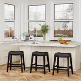 24" Counter Stool, Espresso Finish, Black Leather Seat B04660611