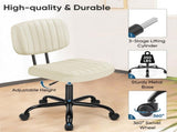 Armless Office Chair Adjustable PU Leather Desk Chair with Wheels Padded Low-Back Swivel Vanity 46981750