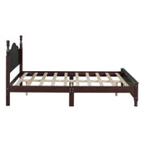 ZNTS Queen Size Wood Platform Bed Frame,Retro Style Platform Bed with Wooden Slat Support,Dark Walnut WF308185AAD