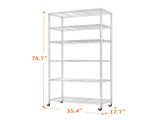 Heavy Duty Shelves 78.74" H Wire Shelving Unit with Wheels 1200LBS NSF Metal Shelves for 28342358