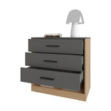 Natural Oak and Matt Grey Dresser with 3-Drawer and Open Shelf B062P290237