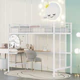 ZNTS Twin Metal Loft Bed with Desk and Metal Grid,White MF292477AAK