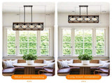 4-Light Farmhouse Rectangle Pendant Light,31.6" Nature Wood Texture Vintage Rustic W3596P469841