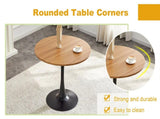 Round Dining Table, 31.5" Circle Tulip Table with Thickened Tabletop & Metal Pedestal, Mid Century W2920P518747