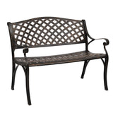 ZNTS 40.5" Outdoor Cast Aluminum Bench With Mesh Backrest Seat Surface 24289313