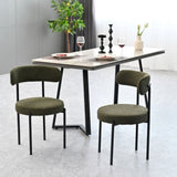 Green Boucle Dining Chairs Set of 2,Mid-Century Modern Curved Backrest Chair,Round Upholstered GL-W2533P170108
