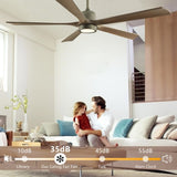 60" Modern Wood Fan with Light and Remote Control,6-Speed Noiseless Reversible DC Motor, W1340P184910