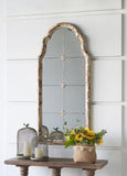 22" x 48" Large Cream & Gold Framed Wall Mirror, Wood Arched Mirror with Decorative Window Look for W2078P155651