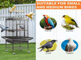 61.5inch Wrought Iron Large Rolling Bird Cage with Play Top and Stand for Parrots Lovebird Cockatiel 87150313