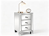 () 3-Drawer MDF Bedside Table with Mirrored Finish 11.8*11.8*23.6 Silver 25394141