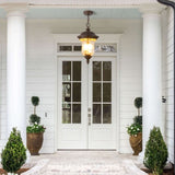 Rustic Outdoor Hanging Lantern, Weatherproof Vintage Pendant Light with Clear Glass Shade, W1340P209948