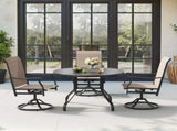 Round Dining Table, 41" Round Patio Table Wood-Like Grain with 1.57" Umbrella Hole, Metal T3623P504736