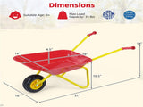 Kids Garden Play Cart Metal Wheelbarrow, Anti-Slip Handles No-Scratch Edges for Backyard Beach Use 82832044