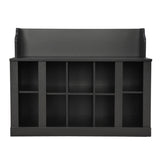 ON-TREND Shoe Storage Bench with Shelves and 4 Hooks, Elegant Hall Tree with Wall Mounted Coat Rack, WF313576AAB