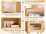Natural Bamboo 3-Cube Storage Cabinet, Acrylic See-Through Doors & Open Compartment 74346407