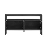 U_Style 60" 4-Door Sideboard, Modern Minimalist Solid Veneer Sideboard with Open Shelf, Natural N711P289132B