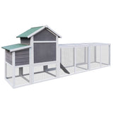 122" Large Gray Wood Chicken Coop Hen House Pet Rabbit Hutch Wooden Pet Cage Backyard with Nesting W773P293153