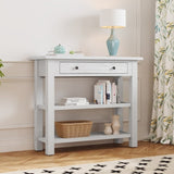 ZNTS TREXM Retro Console Table with Drawer and Two Sturdy Shelves for Entryway, Living Room N715P195561K