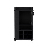 Bar Cart with 6 Built-in Wine Rack and Casters, Black B097120591