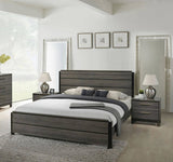 Ioana Antique Grey Finish 3-Piece Wood Bed Room Set, Queen Size Bed and Two Nightstands T2574P202574