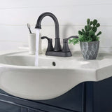 4 inches Centerset Bathroom Faucet 360&deg Swivel Spout, with Pop Up Drain - Matte Black W122470262